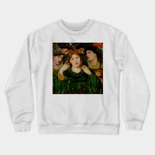 Blonde woman dressed in green with friends in the garden Crewneck Sweatshirt